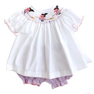 Lulu Bebe Halloween Witch Smocked Bloomer Set | sz 12 mo